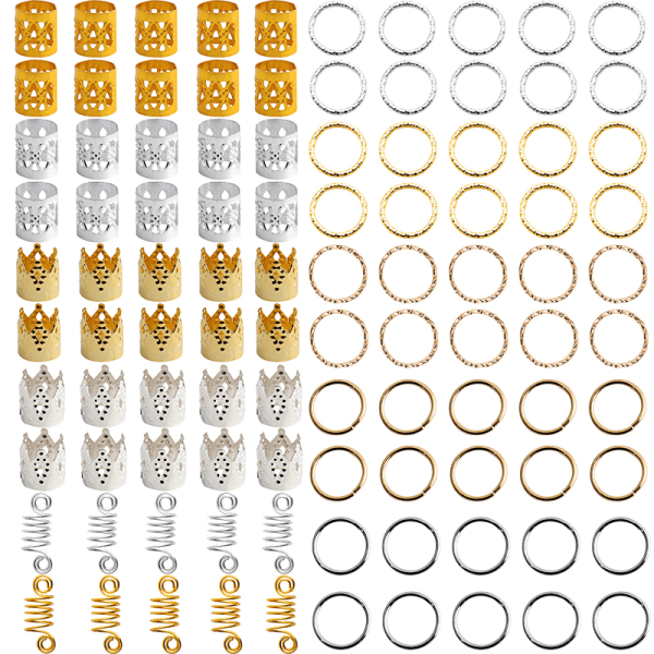 100 stk Metal Afrikanske Hårringe Perler Muddar Rør Dreadlock BH onesize