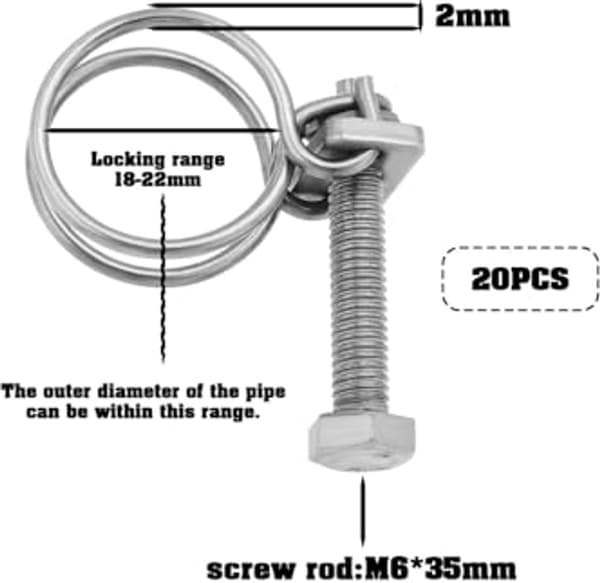 20 Pieces Adjustable 18 - 22 mm Hose Clamp...