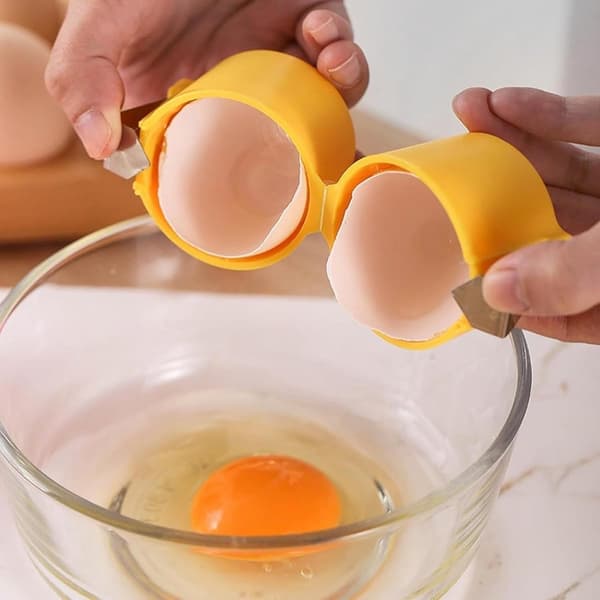 Egg Slicer 3-piece - Stainless Steel - Slices Hard-boiled Eggs - Cracks Raw Eggs - For Soft-boiled Eggs - Perfect Kitchen Utensil