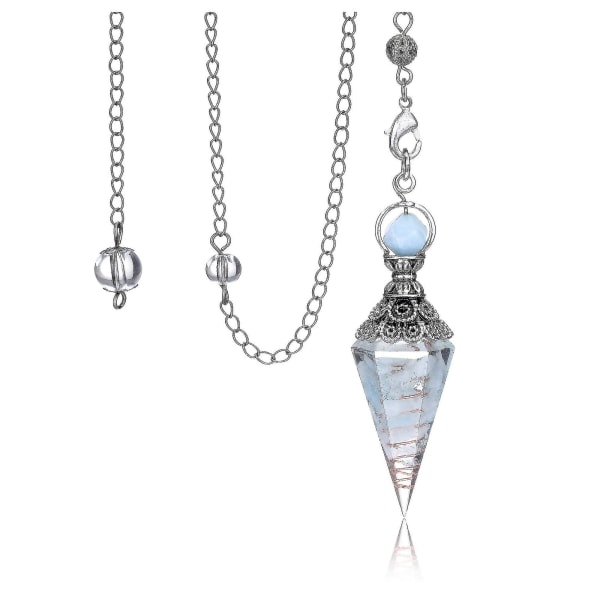 Chakra Crystal Pendel Kuusikulmainen Reiki Healing Crystal Points Ädelsten Dowsing Pendel för spådom Scrying Wicca Aquamarine