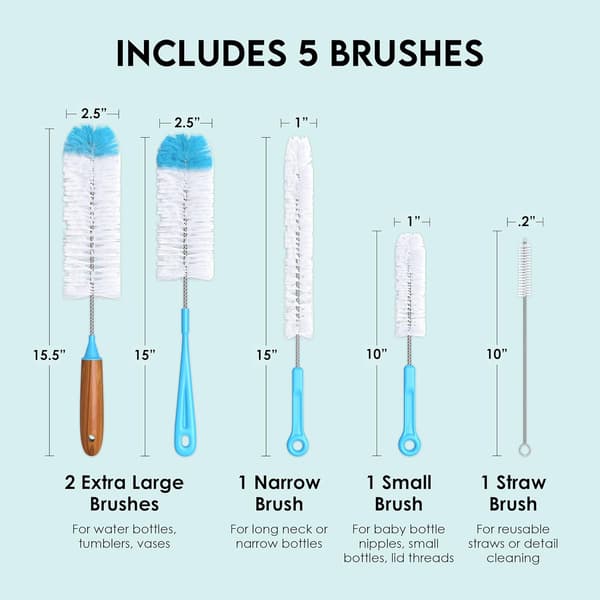 Reusable Eco-Friendly Stainless Steel Bottle Brush, Ergonomic Handle, Non-Toxic Materials, Comprehensive Cleaning Set, Flexible and Durable