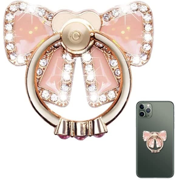 CDQ Ringholder til mobiltelefon, 360 graders rotation (roséguld)