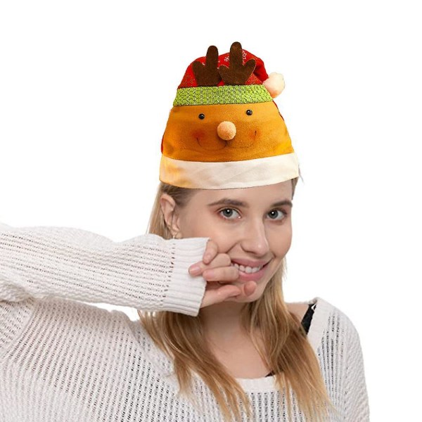 CDQ Piece Christmas Hat - Julhatt for voksne och barn (grønt horn + tegnet älg)