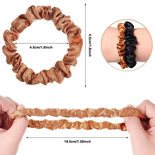 Satin Scrunchies Sæt, 24 Stk. Små Elastiske Hårbånd til Hestehaler, Bløde Hårbånd til Kvinder, Piger og Børn, 6 Farver