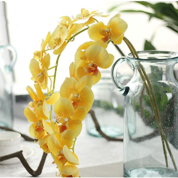 2 stycken konstgjord orkidéstjälkar Real Touch Orkidé Höjd Fake Phalaenopsis Blomma konstgjord blomma för hembröllop Blomdekoration CDQ