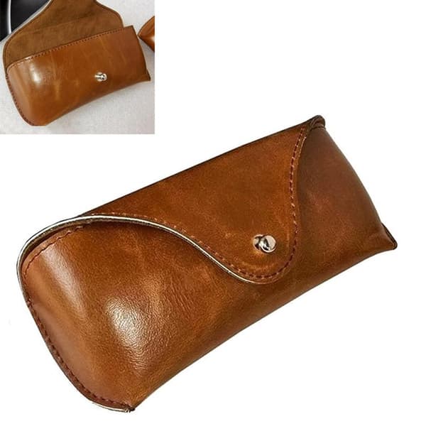 Eyeglass Case - Eyeglass Pouch - Eyeglass Protector - Soft Case - Scratch Resistant - Portable - PU - Brown