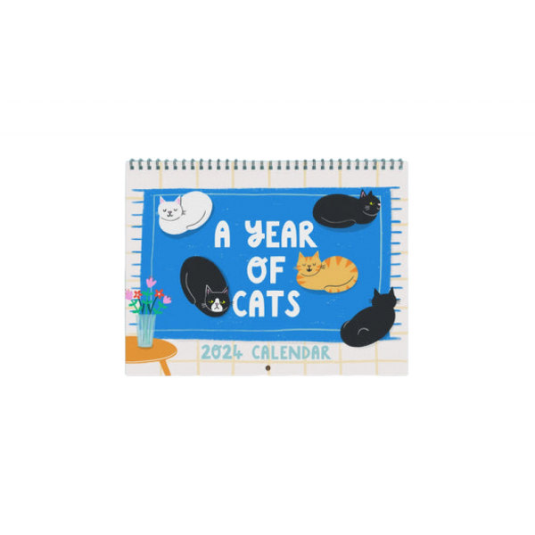 "A Year of Cats" 2024-kalender - Cats Calendar Veggkalender Månad att se - 2024 Wall Planner - En fantastisk present till katt- och kattungeälskare