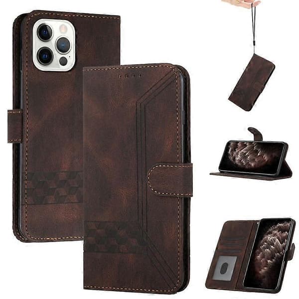 For iPhone 13 Pro Cubic Skin Feel Flip Leather Phone Case (Blue)