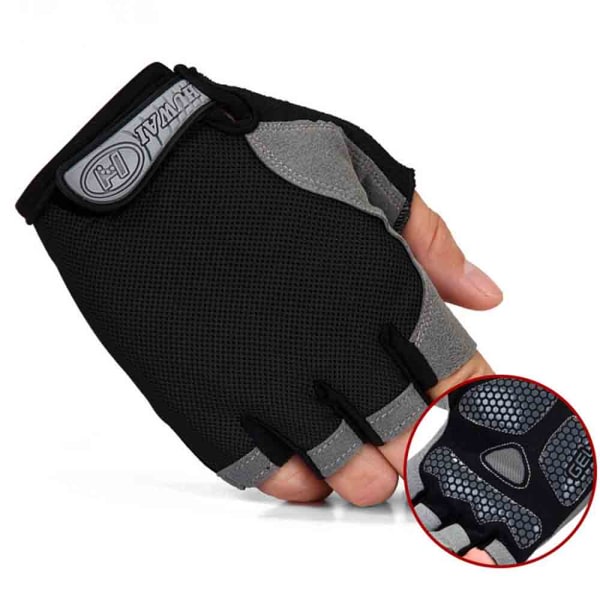 CDQ Sommar Mesh Halvfinger Utomhus Sport Cykelhandskar svart X-Large