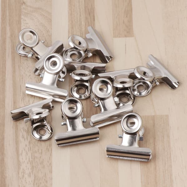 10-pack bulldogklämmor i rostfritt stål, starkt grepp för pappersdokument, matpåsförsegling, hemkontor, silver