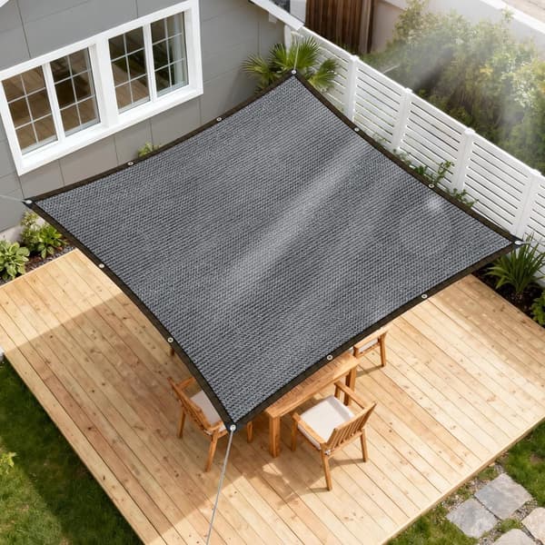 Skyggedug, 90% Solblokering, Åndbart Vandafvisende Stof Med Øjer I Rustfrit Stål Til Have og Terrasse, Grå, 2 x 4 m