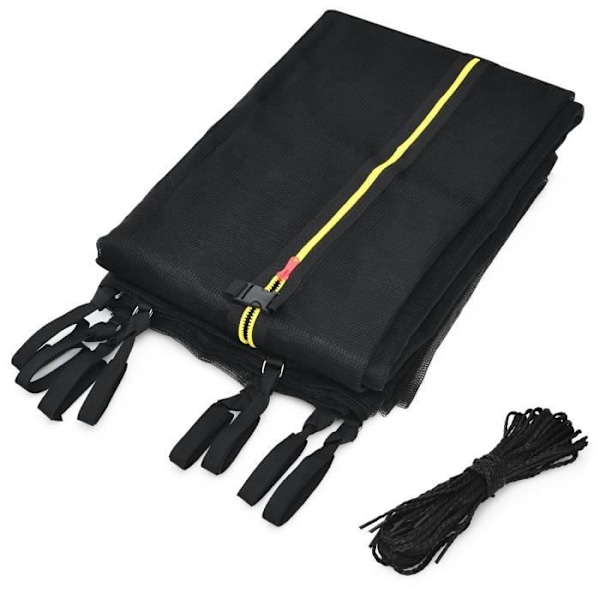 COSTWAY Trampolin Skyddsnät 457cm 15FT-6 Raka Stolpar - Dubbel Dragkedja och Skyddsspännen - PE - Utomhus Svart