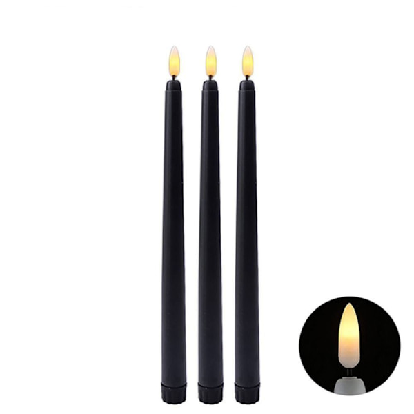 6 stk. Lange LED-Lys Flammeløse Lys SORTE Black