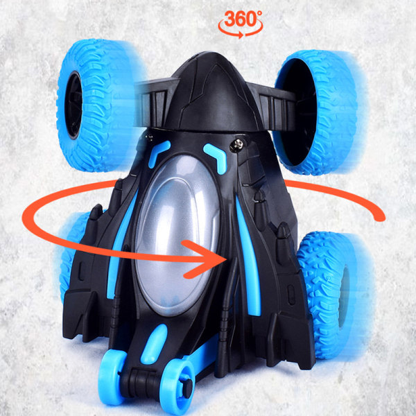 CDQ Ljus og musik 360-graders stuntdumper for barns elbilsleksak Blå