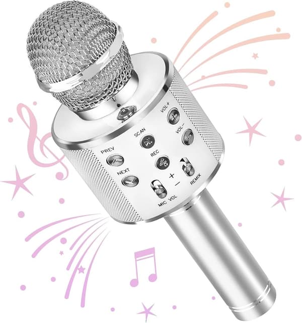 Karaoke - Mikrofoni - Kaiuttimella - Hopea