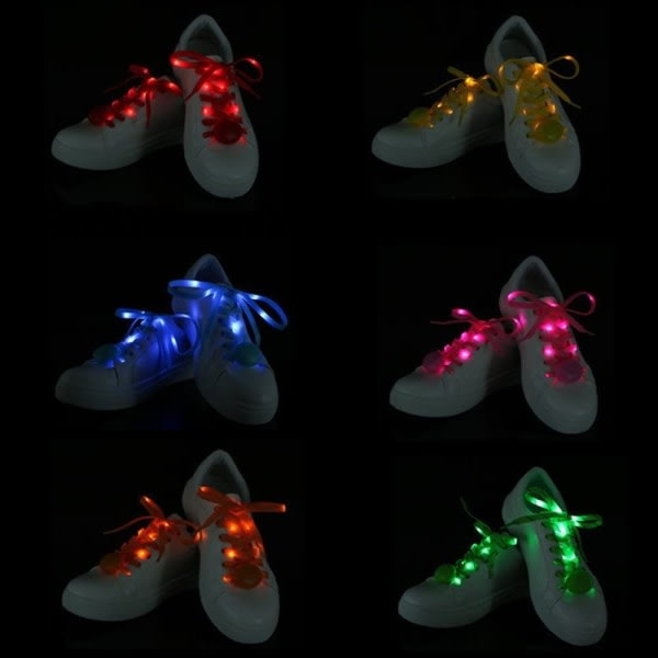 LED-skosnøre 6 par - High Visibility Mjuk nylon Light Up Shoel