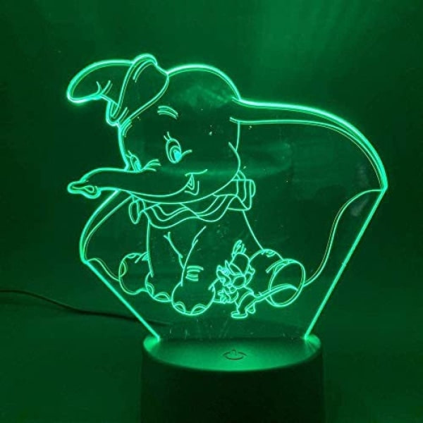 3D Natlampe 3D Led Natlampe Dumbo Sød Baby Nat