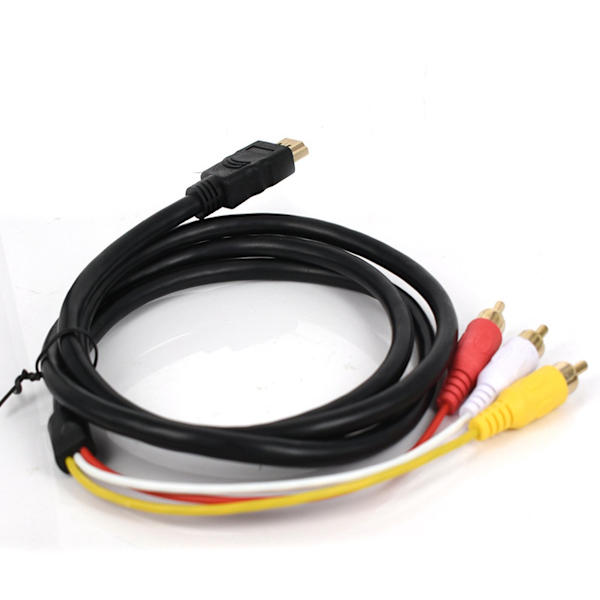 HDMI til RCA-kabel - 1,5 m - Videoadapterkabel - 1080P Full HD-video/lyd - TV-kabel - sort