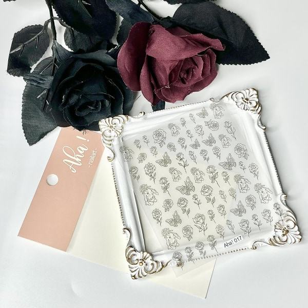 Påske Kanin Nail Art Sticker Butterfly Rose Negleklistermærke 3D Selvklæbende Modetrend Glamour Blomst Negle Design Negle 1 ark, Rose og Kanin