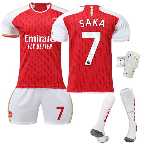 23-24 Ny Arsenal Hemma Fotbollsdräkter #7 Saka Uniform Suit - høj kvalitet Kids 28(150-160CM)
