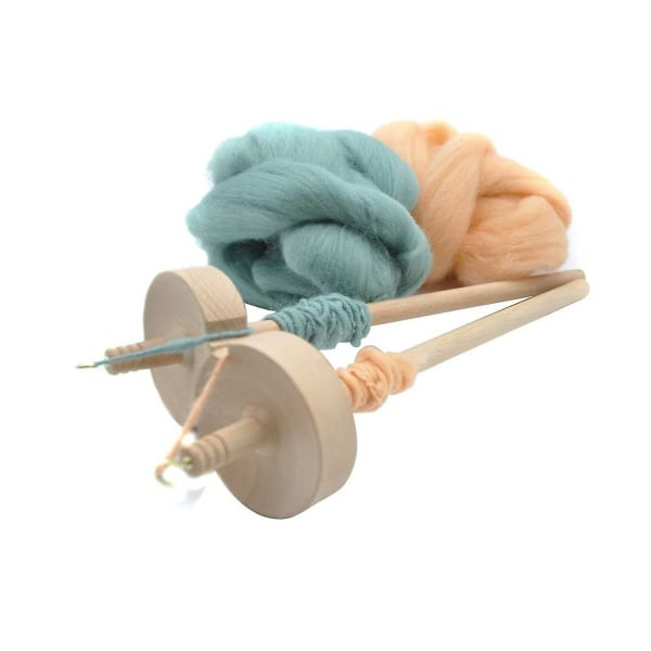 HHL 2st Drop Spindel För Spinning Ull Garn Spin Top Whorl Drop Spindel Handsnuten träverktyg för Be