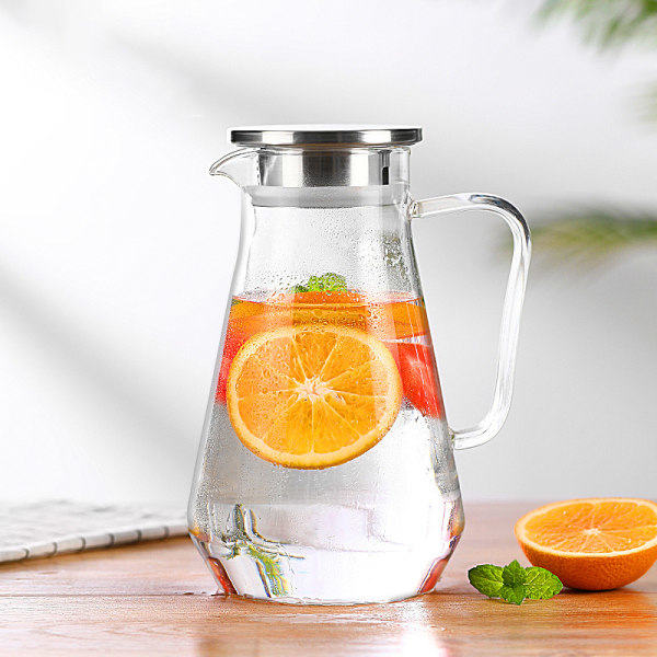 Glasskaraffel med lokk og tut, vannkaraffel 1600ml