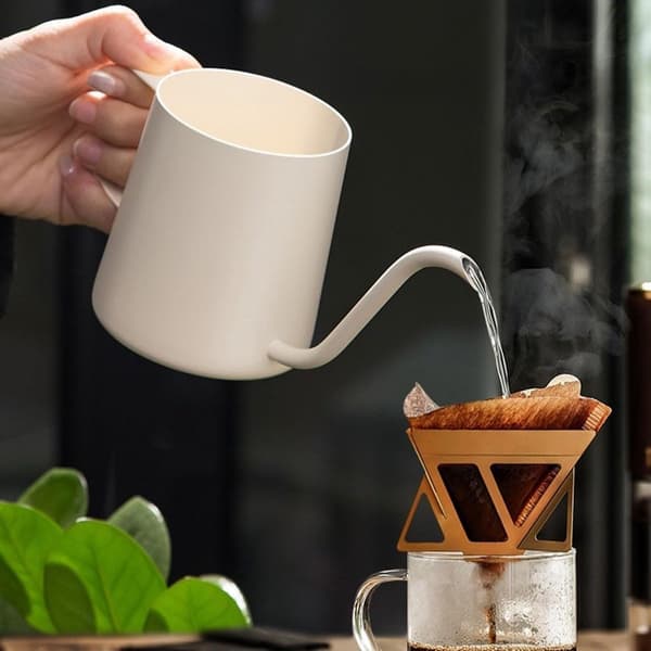 Mini vandkande, 350 ml rustfrit stål med lang tud til små indendørs planter, bonsai og sukkulenter, hvid