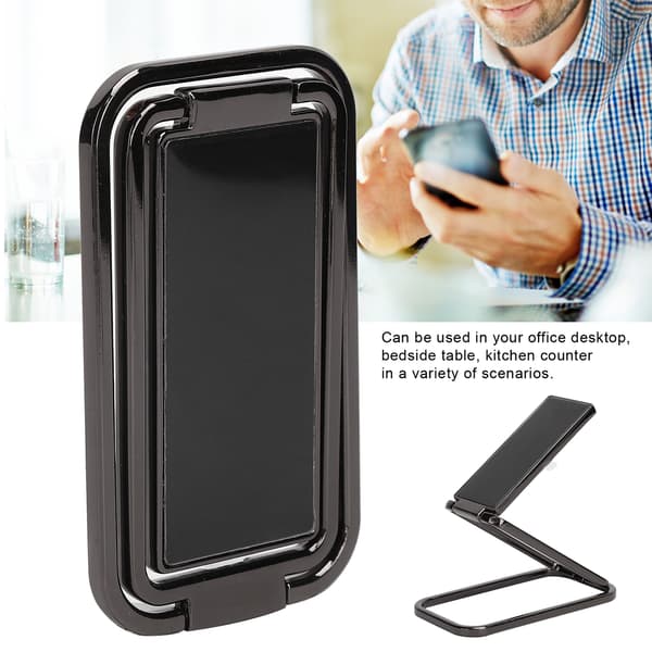Fingerring Mobiltelefonholder Stativ 360° Rotation Metal Ring Spænde MultiAngle Håndgreb (Sort)