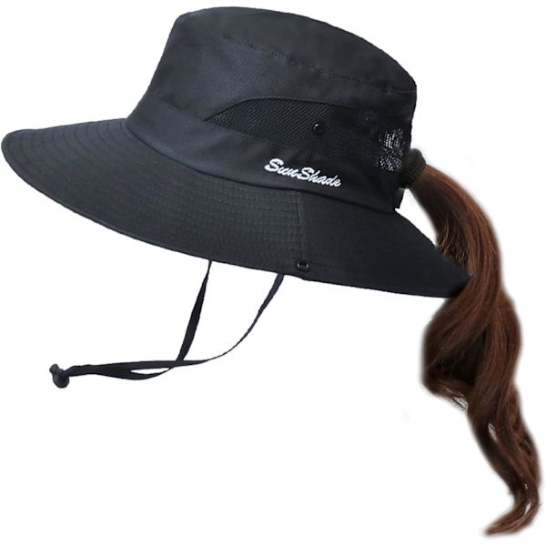 Solhatt Dam Herr 3u201d Bred brätte UPF 50+ Fiske Strand Bucket Hats Pure Black