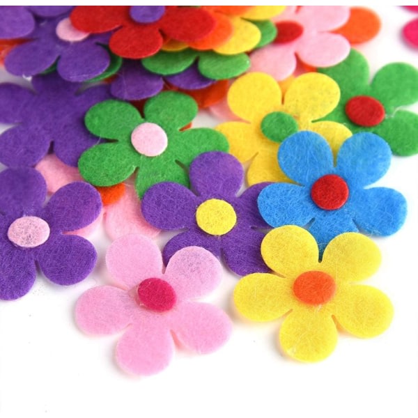 CDQ 240 bitar av filtblommigt tyg Blommorprydnad Gör-det-själv-hantverk (slumpmässiga färger)