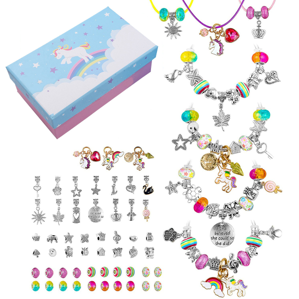 CDQ Tecknade kristallarmband för barn DIY handgjorda smycken 60 st presentförpackning enhörningsarmband