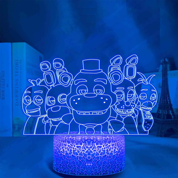 FNAF LED nattlampa Anime Fem nätter hos Freddys sovrumslampa Dekor Födelsedagspresent Fem nätter hos Freddys 7 färger Akrylljus för barnrumsinredning