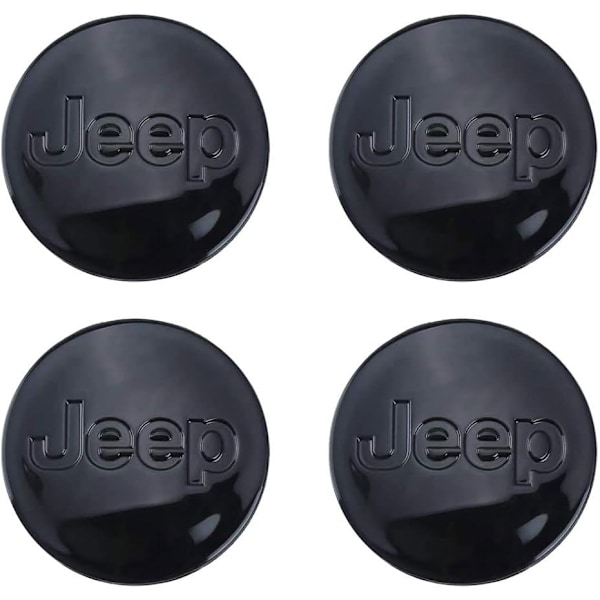 4-Pack - Jeep Navkapslar / Hjulnavsemblem - Bil 60 55mm - Svart
