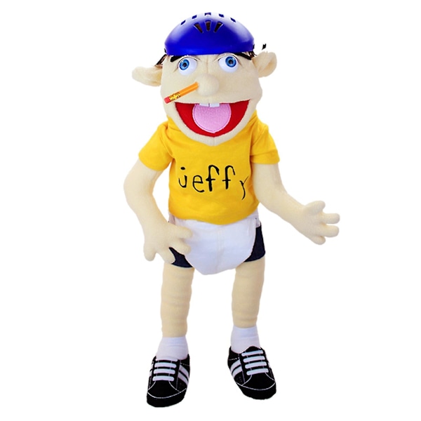 Kreativ hattdocka Jeffy plysch rollspelsleksak fylld docka, lämplig för att ge födelsedags- och julklappar till vänner och familj (bror)