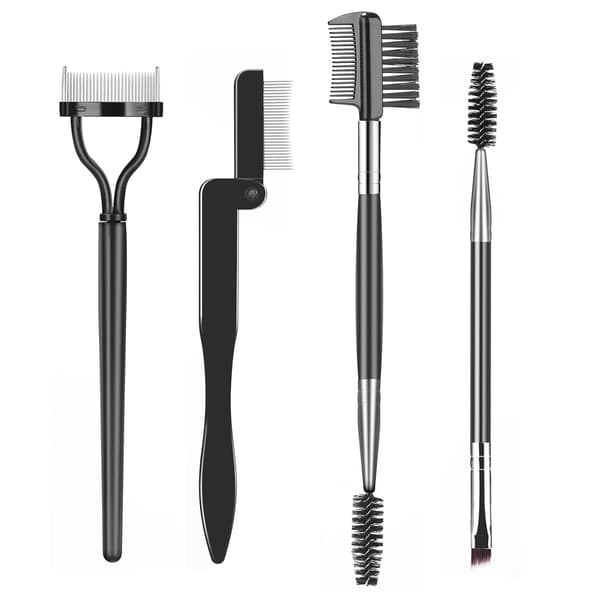 Øjenbrynsbørste & Øjenvippeseparatorsæt - 4 Dele - Professionelle Make-up Værktøjer - Spoolie & Øjenvippekam