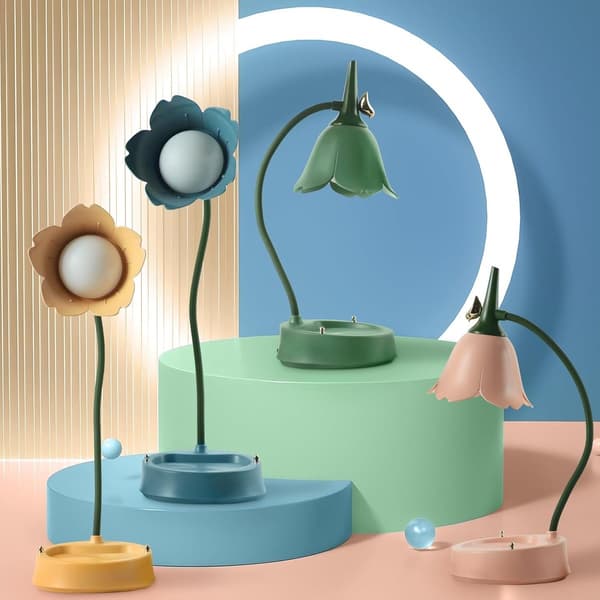 Reading lamp for books - LED - desk lamp - Dimmable - Touch screen and USB - rechargeable - Yellow floral pattern