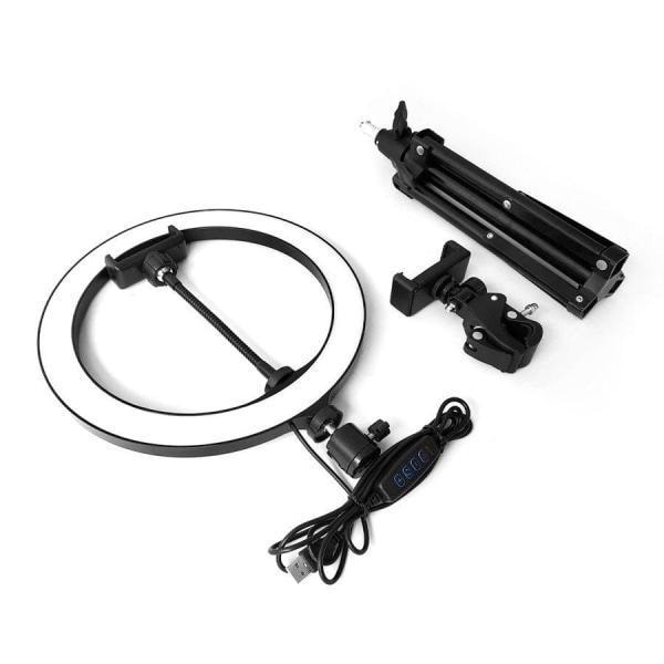 Selfie Lampa LED Ring Light Stativ 50 - 216 cm + Fjärrkontroll Black Svart