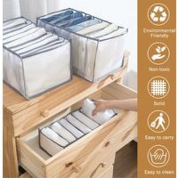 Jeansopbevaringsboks, Triomphe Clothes Drawer Mesh Divider Box, sammenklappelig og vaskbar opbevaringsboks, Velegnet til 2 personer