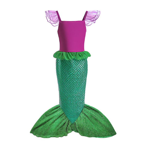 Disney Little Mermaid Ariel Prinsessadräkt Barnklänning För flickor Barn Karneval Födelsedagsfest Kläder 3-4T (koko 110) 9kpl Mermaid Set
