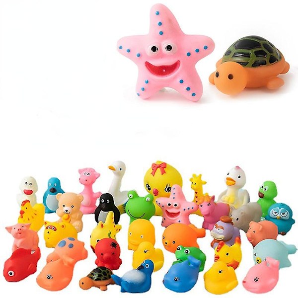5/10 stk./sæt Baby Søde Dyr Badelegetøj Svømning Vandlegetøj Blødt Gummi Flydende Klem Lyd Børn Vask Lege Sjov Gave Badelegetøj C Set B