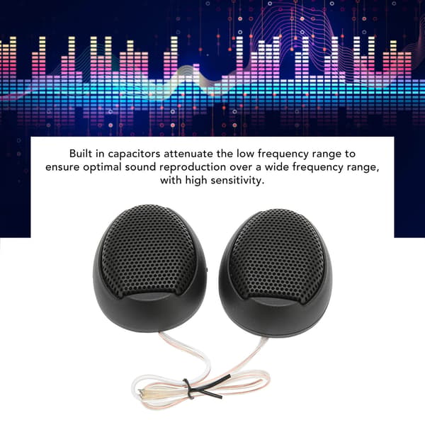 2 stk. bil-tweeters 98dB 1000W Dome Interiør Stereo Audio Højttalere til Lydsystem Sort