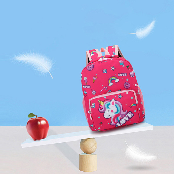 Cartoon Kids Unicorn Canvas Ryggsäck Skolväska Mode för Sta Pink