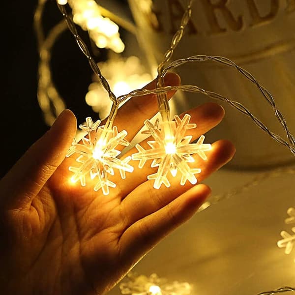 Snöflinga Ljusslinga 6M 40 LED Batteridriven 2 Lägen för Jul Sovrum Bröllopsinredning Varmvit