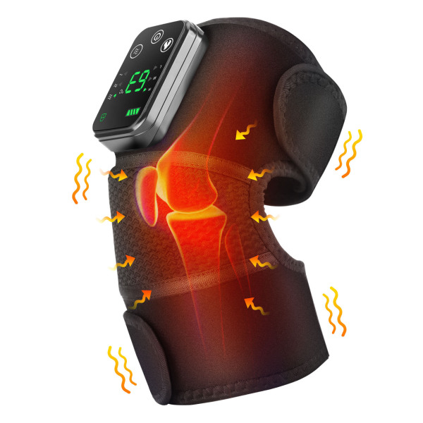 Knee Massager Heated Knee Brace, 3 Adjustable Vibrations Massage And Heating Modes For Elbow Shoulder Legs Knees Arthritis