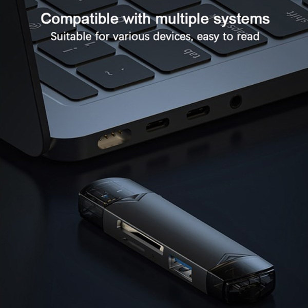 CDQ 6 i 1 USB 3.0-kortlæser SD TF-kort USB -hukommelse Grå