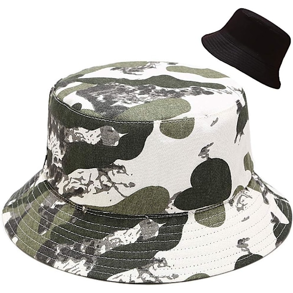 Sød bucket hat strand fiskerhatte til kvinder, vendbar dobbeltsidet slid Camo