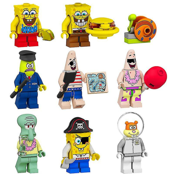 Svampebob Firkant Byggeklodser Dukke Blæksprutte Br Sendt Stor Stjerne Børn Samlet Minifigur Legetøj S