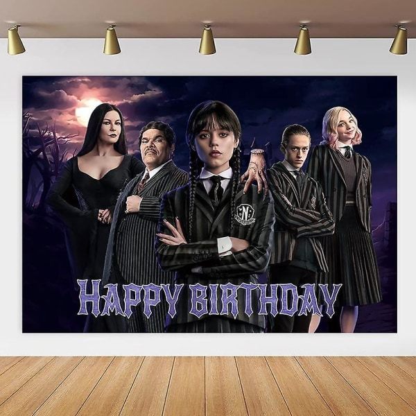 Wednesday Addams Syntymäpäiväjuhlat Koristelu Lasten Suihku Pojat Tytöt Astiat Tarvikkeet Kuppi Liina Numero Ilmapallo Kakku Tausta lautasliinat 20kpl