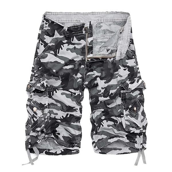 Herrshorts Multi Pocket Cargo Byxor Lös Casual Gray 4XL zdq