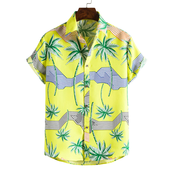 CDQ Herr kortärmad knapp vintage skjortor Casual Printed Beach